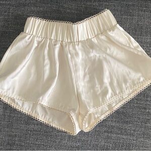 For Love And Lemons Cream Pull On Satin Shorts Scallop Trim Detail Small